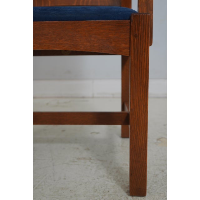 Brown Pair Stickley Arts & Crafts Upholstered Armchairs For Sale - Image 8 of 18