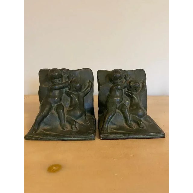 Antique Galvano Bronze Bookends - a Pair For Sale - Image 4 of 9