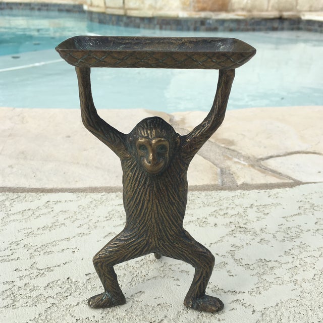 Vintage Solid Brass Monkey Business Card Holder Chairish