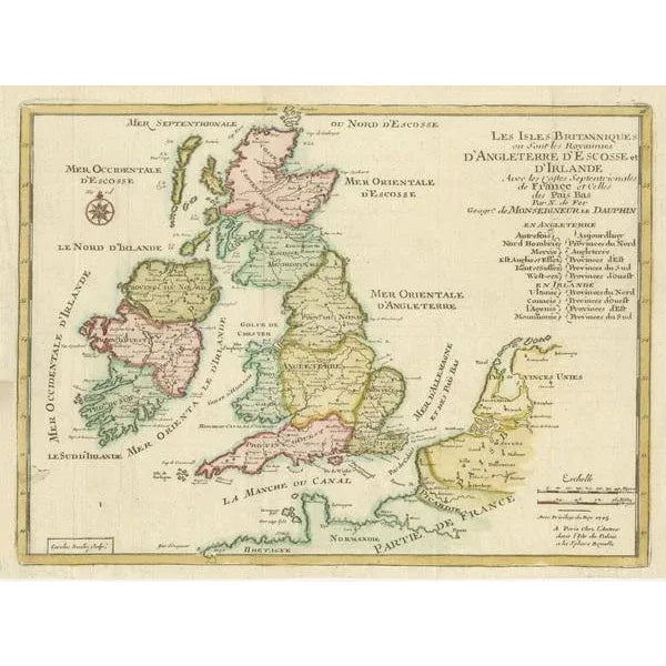 Antique Map of England and Ireland with Scotland and Wales, 1705 For Sale - Image 3 of 6