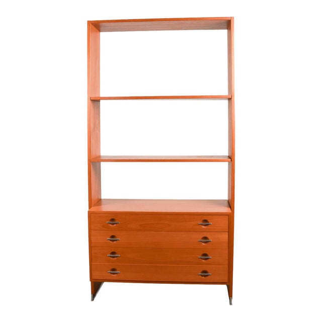 Hans Wegner Danish Teak Single Column Freestanding Wall Unit Room Divider For Sale