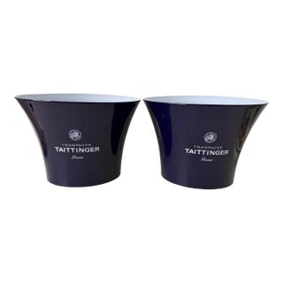 Taittinger Advertising Four Bottles Ice Bucket, Pair For Sale