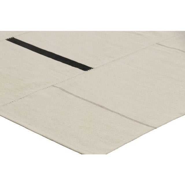 Rug & Kilim’s Contemporary Kilim, Cream White With Black Stripes For Sale In New York - Image 6 of 7