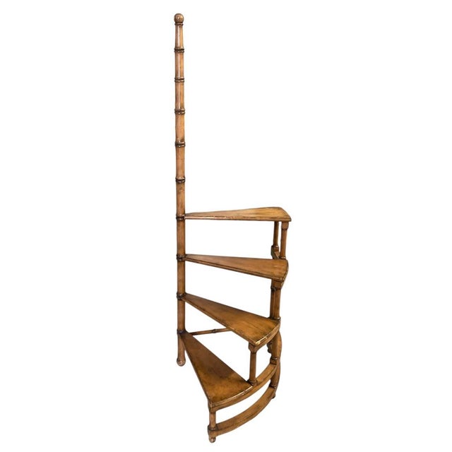 Vintage Faux Bamboo Spiral Library Steps & Display Stand For Sale - Image 4 of 12
