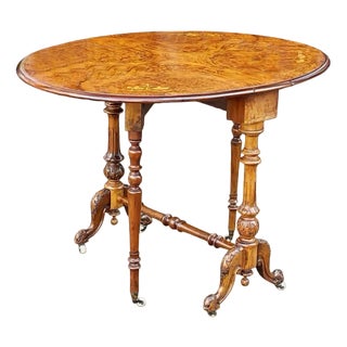 Victorian Walnut & Marquetry Inlaid Sutherland Table For Sale