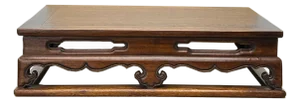 Oriental Brown Stain Wave Carving Rectangular Display Easel Stand