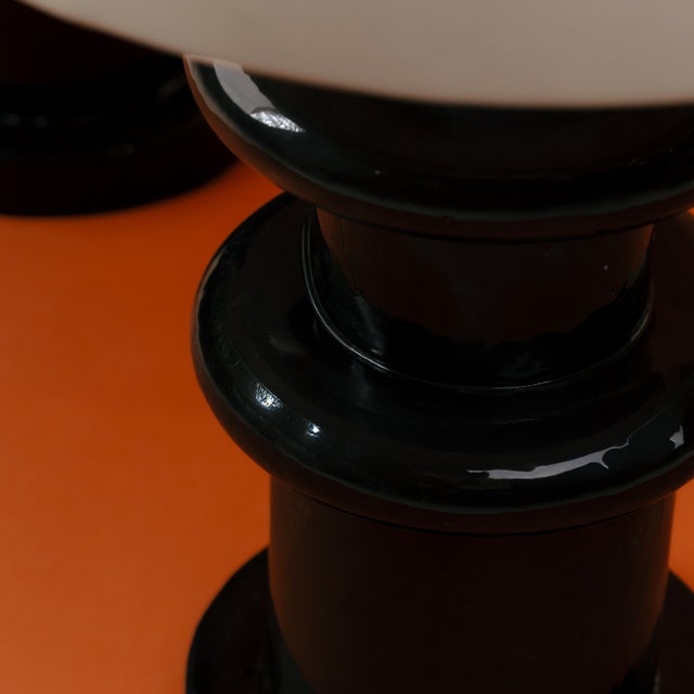 Vintage Totemic Side Tables in Black and Cream, 1980s, Set of 2 For Sale - Image 4 of 5