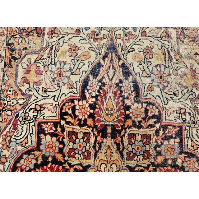 19th Century Persian Kerman Lavar Rug, Hand-Knotted Wool, Floral Pattern, Ivory & Red, 5x8 For Sale - Image 17 of 18