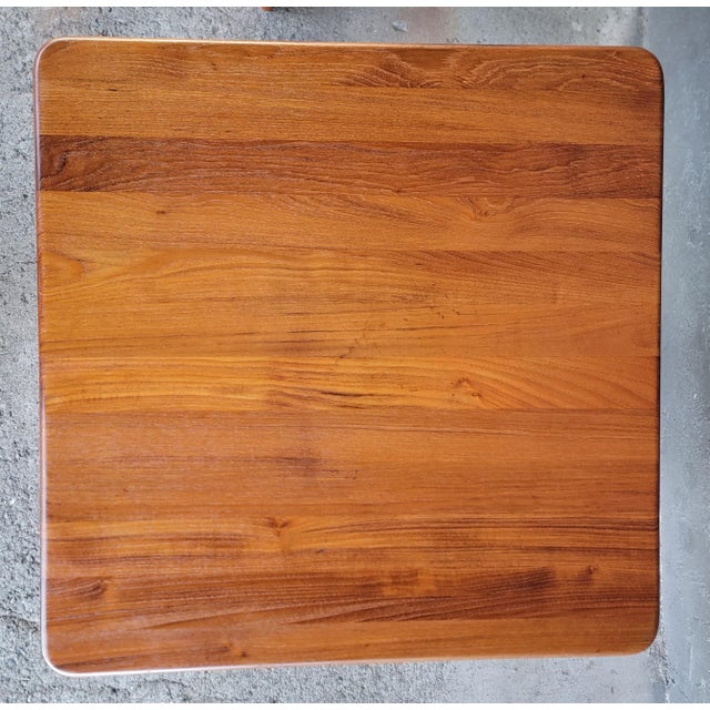 Solid Teak Danish Modern Square End or Side Tables With X Base - A Pair For Sale - Image 11 of 13