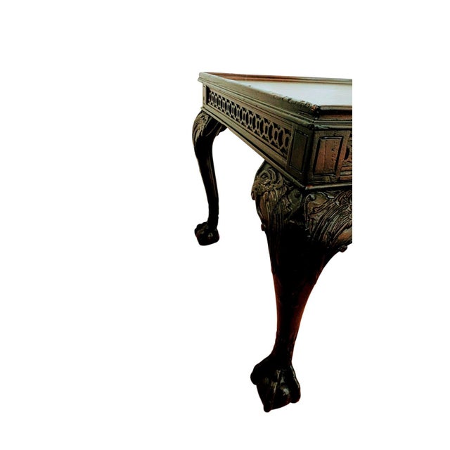 Chippendale Vintage English Chippendale Style Mahogany Coffee Table Ball and Claw Feet For Sale - Image 3 of 7