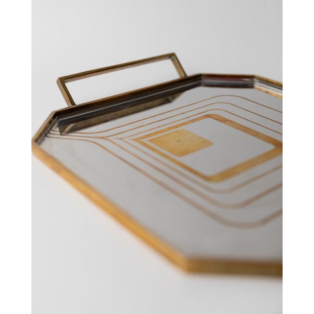 Metal Mid-Century Octagonal Stainless Steel Tray with Brass Rim, 1970s For Sale - Image 7 of 12