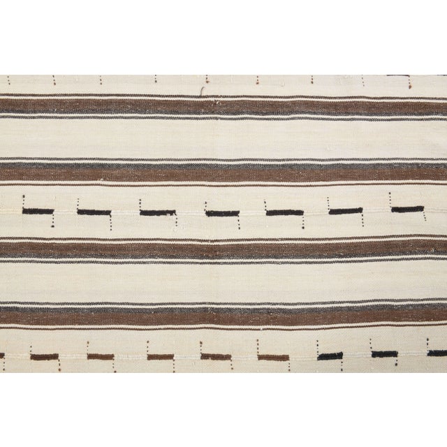 Vintage Turkish Oushak Handmade Wool Cotton White Kilim Area Rug For Sale - Image 10 of 11