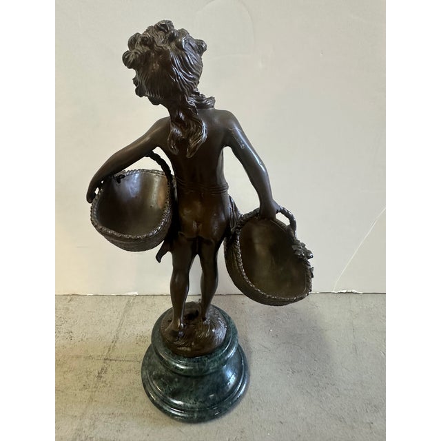 Small Bronze Sculpture of Young Boy With Baskets For Sale In Philadelphia - Image 6 of 14