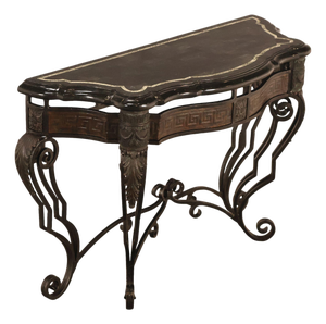 Maitland Smith Greek Key Console Table With Tessellated Marble Top