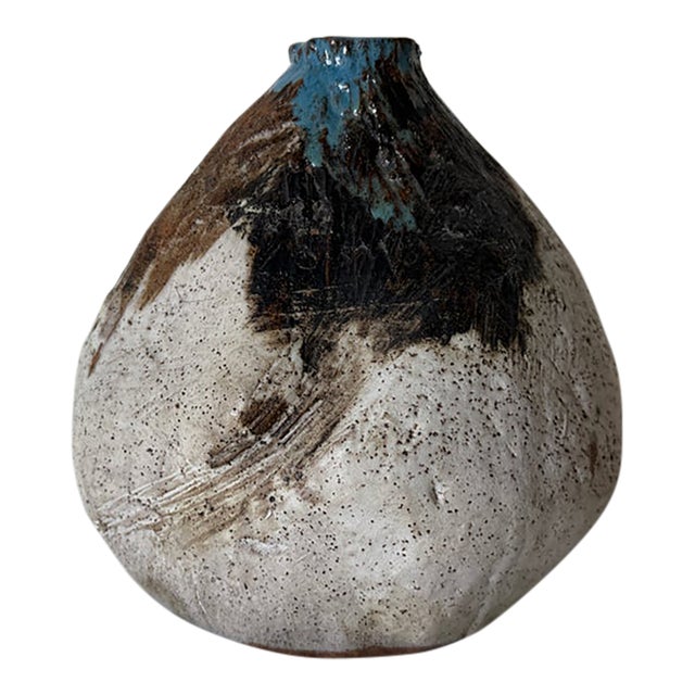 Vintage Organic Studio Art Pottery Ceramic Vase For Sale