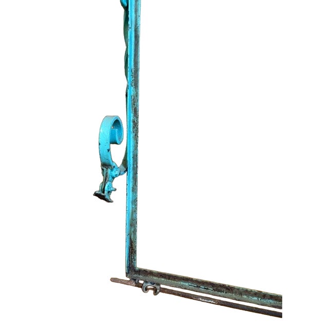 Antique Iron Mercantile Hanging Sign Frame in Turquoise For Sale - Image 13 of 18
