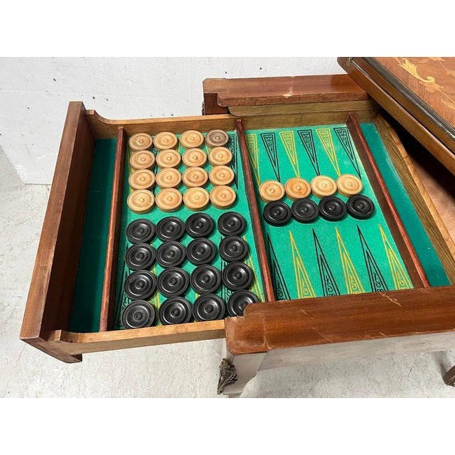 Louis XV Style Games Table with Marquetry Decoration, 20th Century For Sale - Image 5 of 15