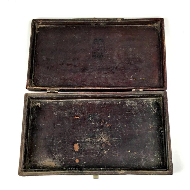 1900s Chinoiserie Leather Document Box For Sale - Image 4 of 13