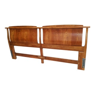Mid Century Modern King Headboard W/Walnut Bentwood Panels For Sale