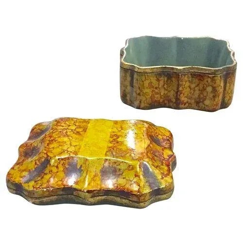 Late 20th Century Vintage Italian Borghese Marbelized Ceramic Box For Sale - Image 5 of 9