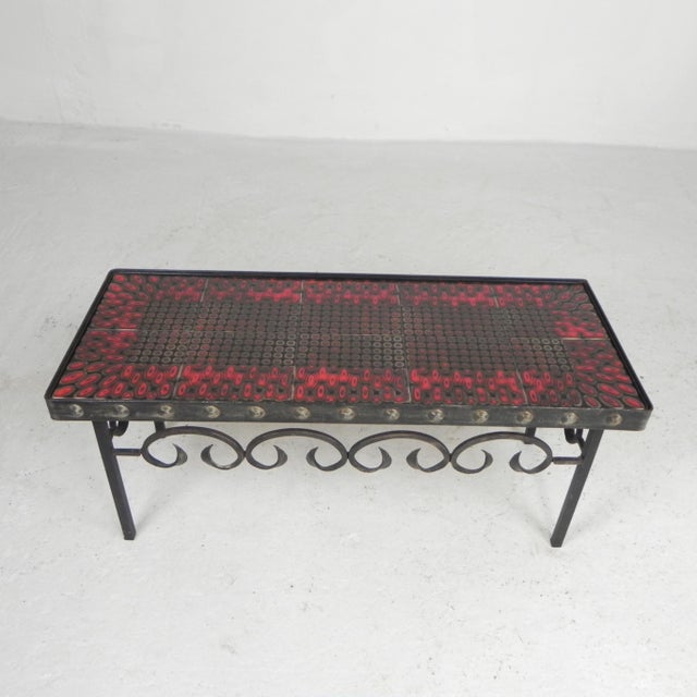 Black Mid-Century Brutalist Tile Table with 10 Tiles and Steel Frame, 1960s For Sale - Image 8 of 18