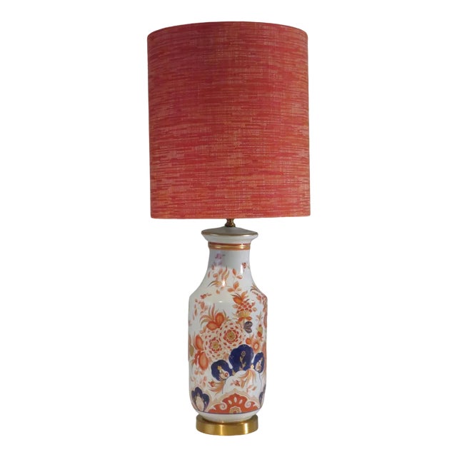 Large Mid-Century Ceramic Table Lamp with Imari Inspired Motif, 1960s For Sale