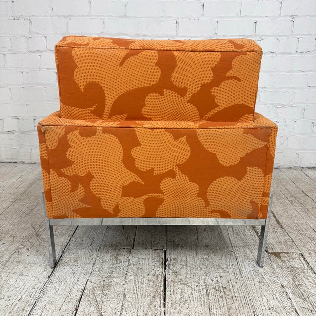 Mid-Century Modern Mid Century Modern Knoll Style Lounge Arm Chair Chrome For Sale - Image 3 of 12