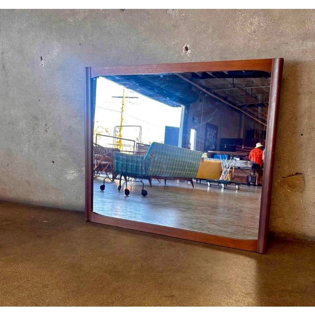Mid-Century Modern Vintage MCM Walnut Mirror For Sale - Image 3 of 6
