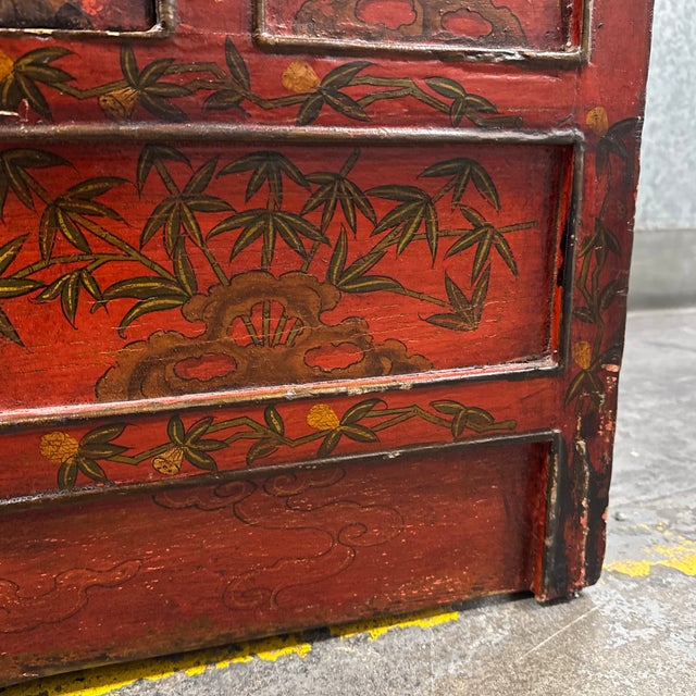 Chinoiserie Red Lacquer Storage Cabinet, Antique For Sale - Image 12 of 12