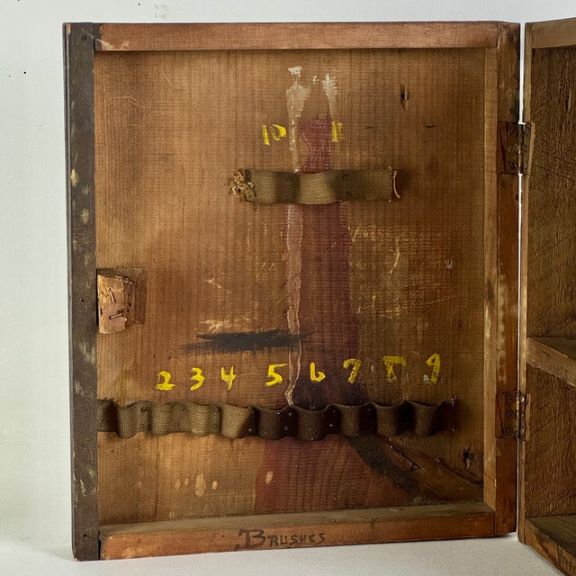 Epic 19th Century Painters Wooden Cupboard Box With Hand Painted Label and Construction For Sale - Image 13 of 17