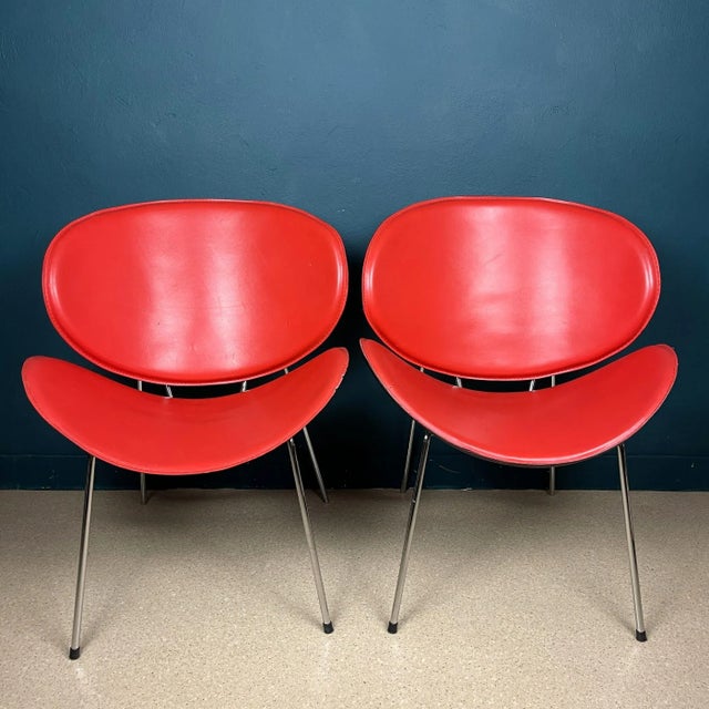 Red Set of Red Lounge Chairs, Italy, 1990s For Sale - Image 8 of 13