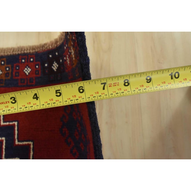 Baloch Rug 3’10” X 6’5” Red Wool Vintage Tribal Hand-Knotted Oriental Carpet For Sale - Image 12 of 14
