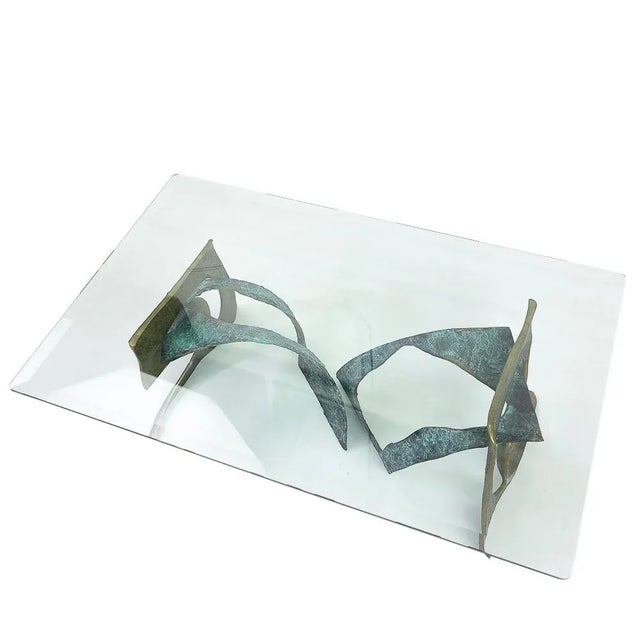 Mid-Century Modern Swiss Brutalist Glass Top Coffee Table, 1980s For Sale - Image 3 of 13