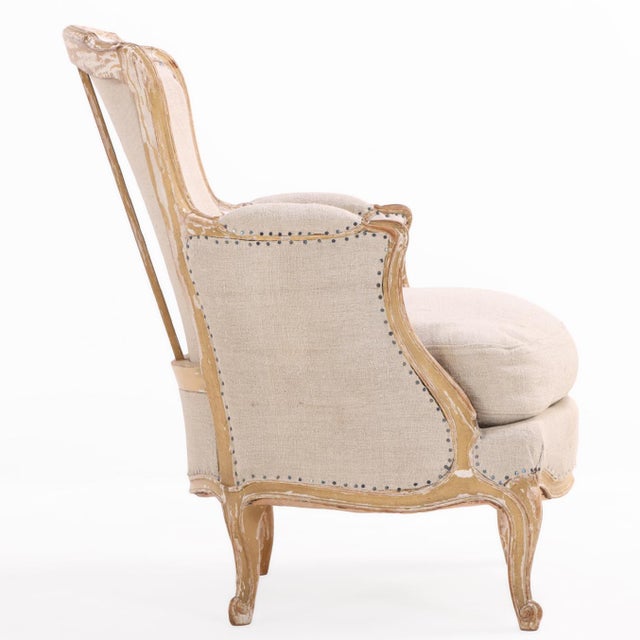French Country Pair of French Painted Bergères With New Upholstery, C. 1910 For Sale - Image 3 of 8