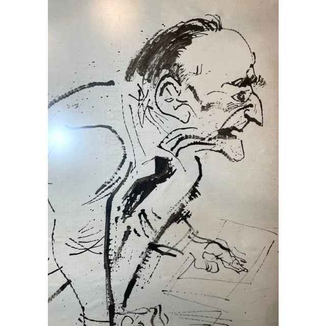 Paper Huge Vintage Original William Gropper Ink Wash Figural Drawing Sketch Painting For Sale - Image 7 of 12