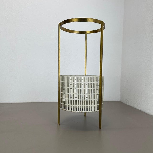 Mid-Century Hollywood Regency Brass Umbrella Stand in the style of Mathieu Matégot, France, 1950s For Sale - Image 12 of 18