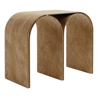 Nabuck Arch Stool in Steel and Leather by Pietro Franceschini For Sale