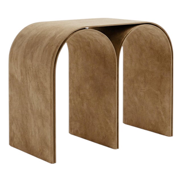 Nabuck Arch Stool in Steel and Leather by Pietro Franceschini For Sale
