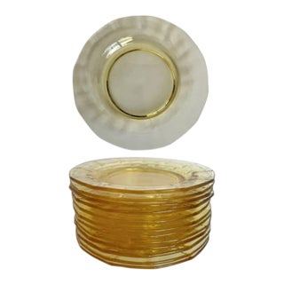 Early 20th Century Set of 6 Yellow Depression Era Dessert Salad Plates For Sale