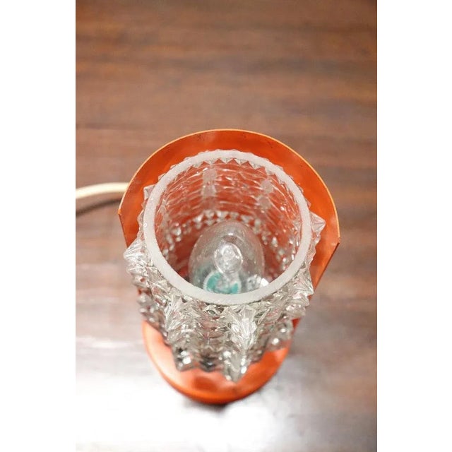 Mid-Century Italian Murano Glass and Orange Metal Table Lamp, 1950s For Sale - Image 4 of 9