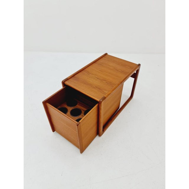 Mid-Century Danish Teak Side Table with Bar by Kai Kristiansen for Vildbjerg Møbelfabrik Aps, 1960s For Sale - Image 10 of 12