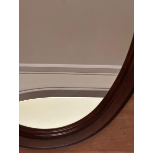 Vintage Oval Mirror in Stained Wood, 1970s For Sale - Image 12 of 17