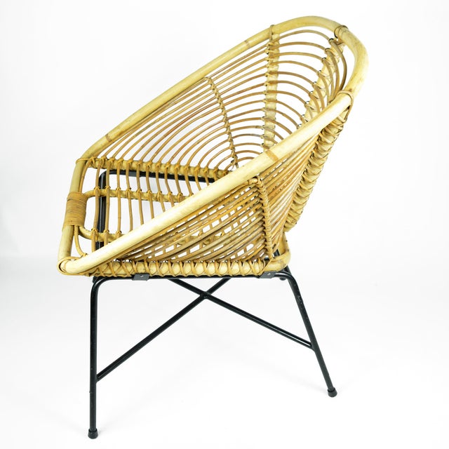 1960s Scandinavian Modern Rattan Bucket Armchair | Chairish