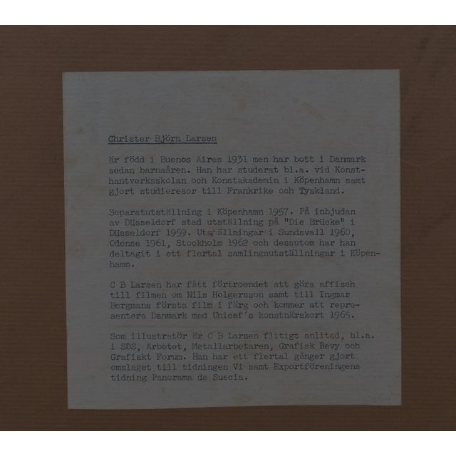 Brown Christian Bjørn Larsen, Girl, 1965, Gouache on Paper For Sale - Image 8 of 9