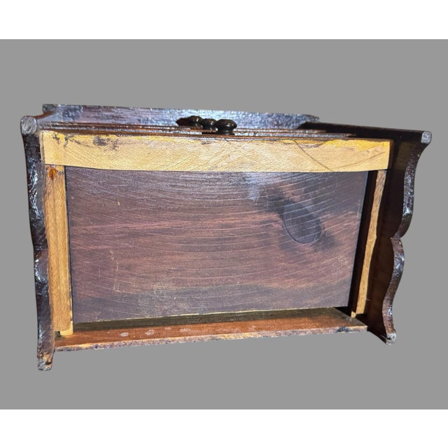 Wood Primitive Miniature Wood 3 Drawer Chest Dresser Old Varnish Finish Tabletop For Sale - Image 7 of 8