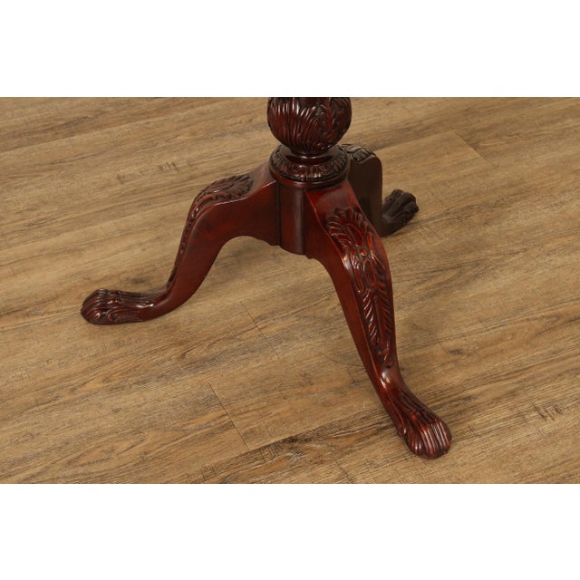 Brown Wellington Hall Carved Mahogany Tea Table For Sale - Image 8 of 12