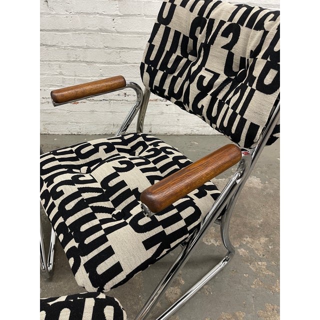 Set of 4 Vintage 1970’s Daystrom Chrome Tubular Dining Chairs With Wooden Armrests For Sale - Image 12 of 14