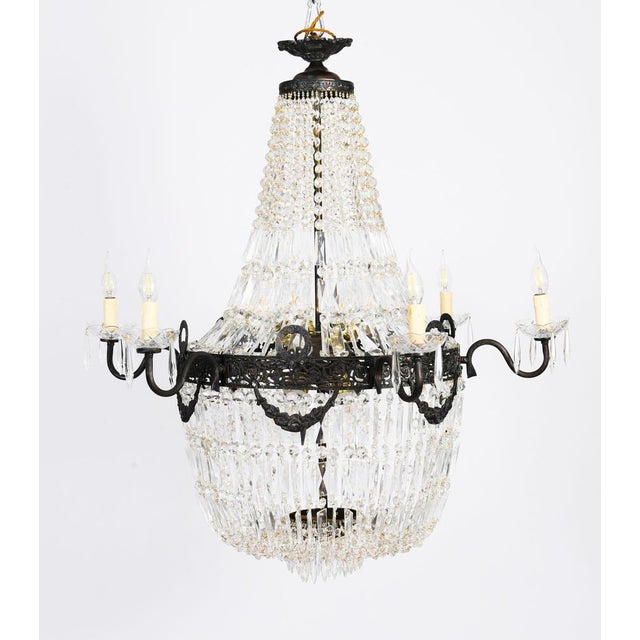 Antique Louis Revival Cut Crystal 14-Light Ballroom Chandeliers, 1920s, Set of 6 For Sale - Image 6 of 18