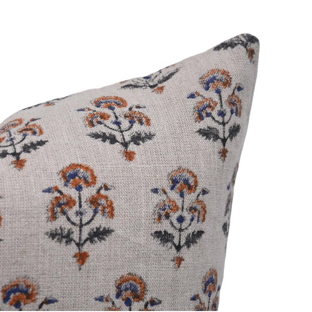 Rustic Fabdivine Block Print Pillow Cover in Thick Linen 20x20 Inches, Traffic Light For Sale - Image 3 of 8