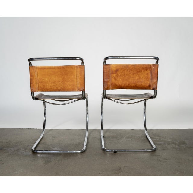 Mid 20th Century Pair of Bauhaus-Style Chrome and Brown Leather Cantilever Chairs For Sale - Image 15 of 17